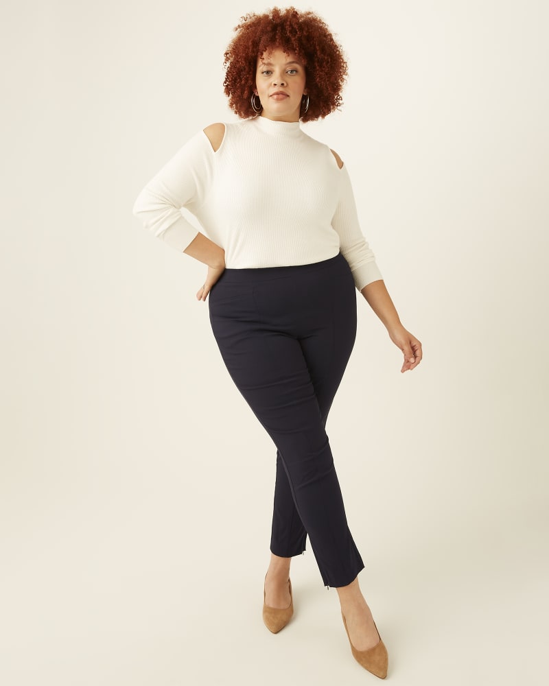 Plus size model with hourglass body shape wearing Rivington Straight-Leg Pants by Rafaella | Dia&Co | dia_product_style_image_id:171502